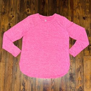 RBX Pink Heathered Long Sleeve Workout Tee with Relaxed Fit